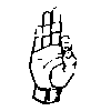 ASLの指文字(ゆびもじ) f